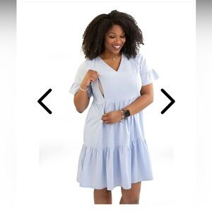 NURSING DRESS WITH POCKETS - BELL SLEEVE- PERIWINKLE (LAVENDER/BLUE)